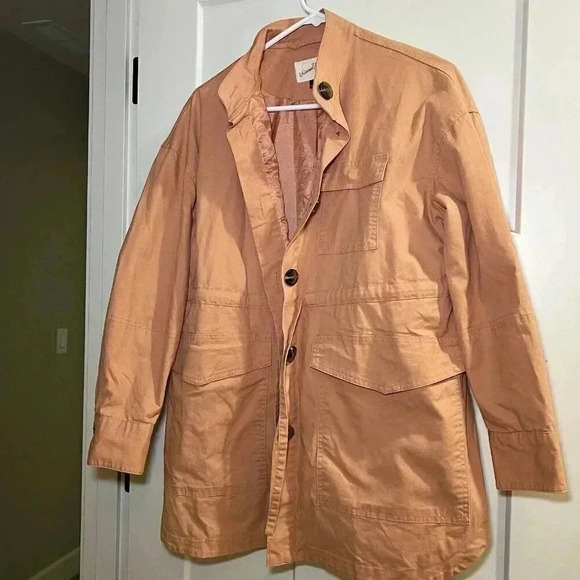 Universal Thread Women's Sz. M Coral Drawstring Waist Button Up Utility Jacket - Picture 2 of 12